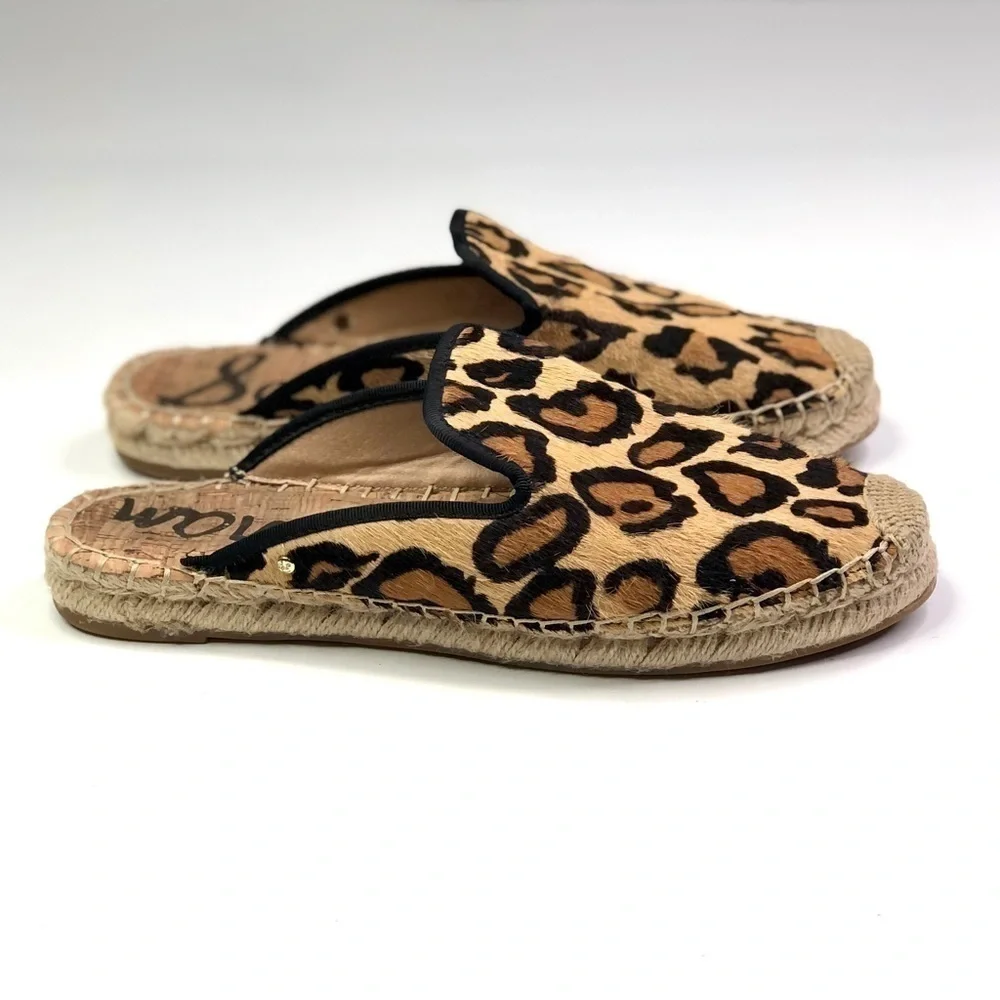 Sam Edelman Kerry calf hair mule espadrilles leopard print 8.5